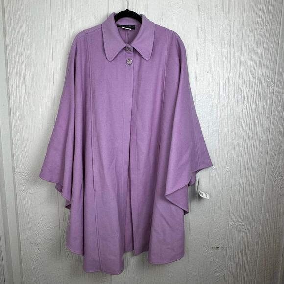 Harve Benard Wool Cape Collared Poncho Size Small Purple Vintage NWT 130146 - Picture 8 of 9